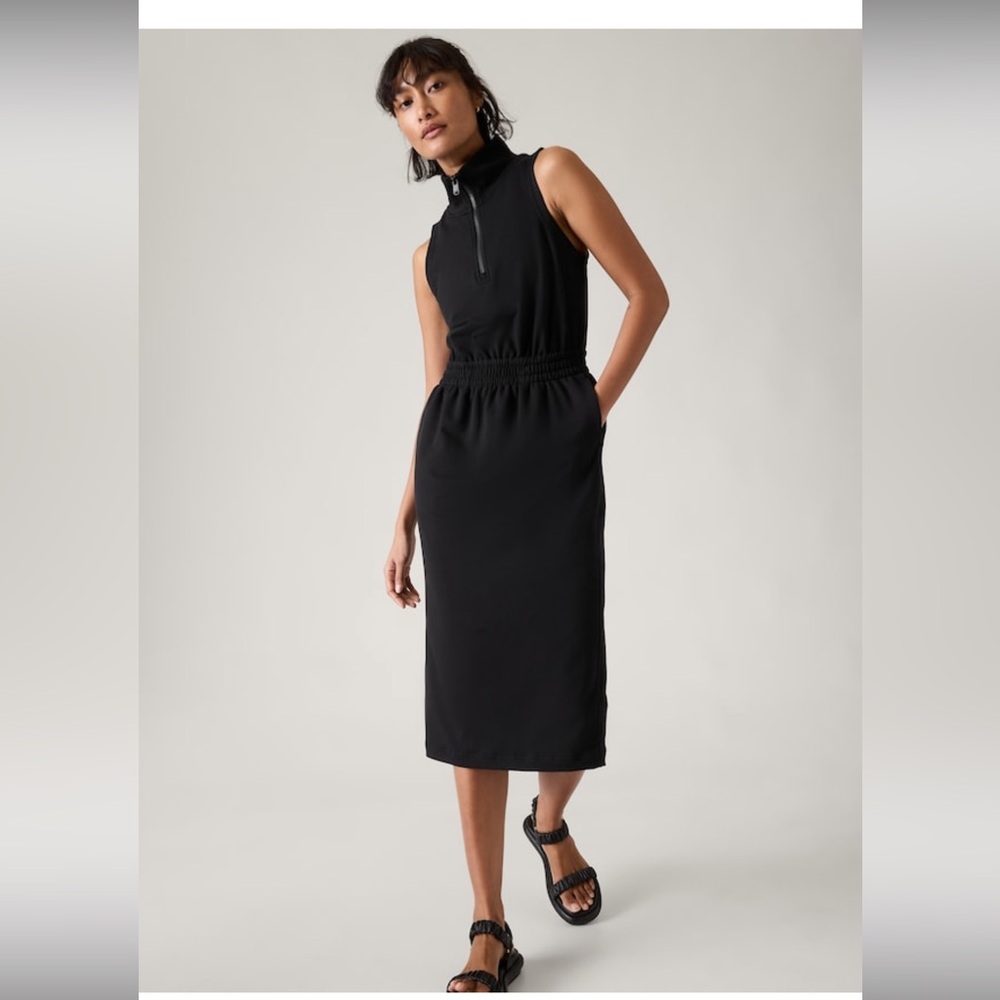 Athleta Retroterry Dress Black Large NWT